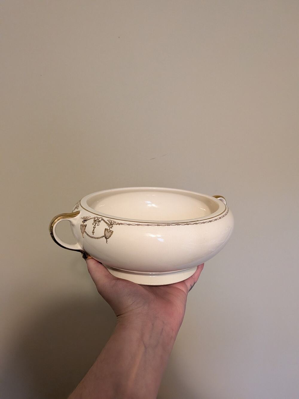 Vintage Salem China Commodore 23K Gold Double Handle Bowl | White Ceramic...